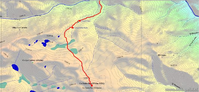 Tramo Superior Track Ascenso Cerro Santa Rita 3.533msnm